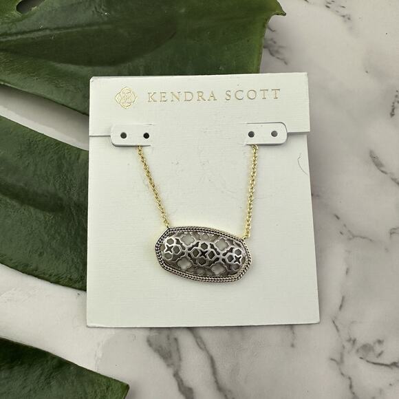 Kendra Scott Jewelry - Kendra Scott Dollie Pendant Necklace New Silver Gold Tone Filigree Metal